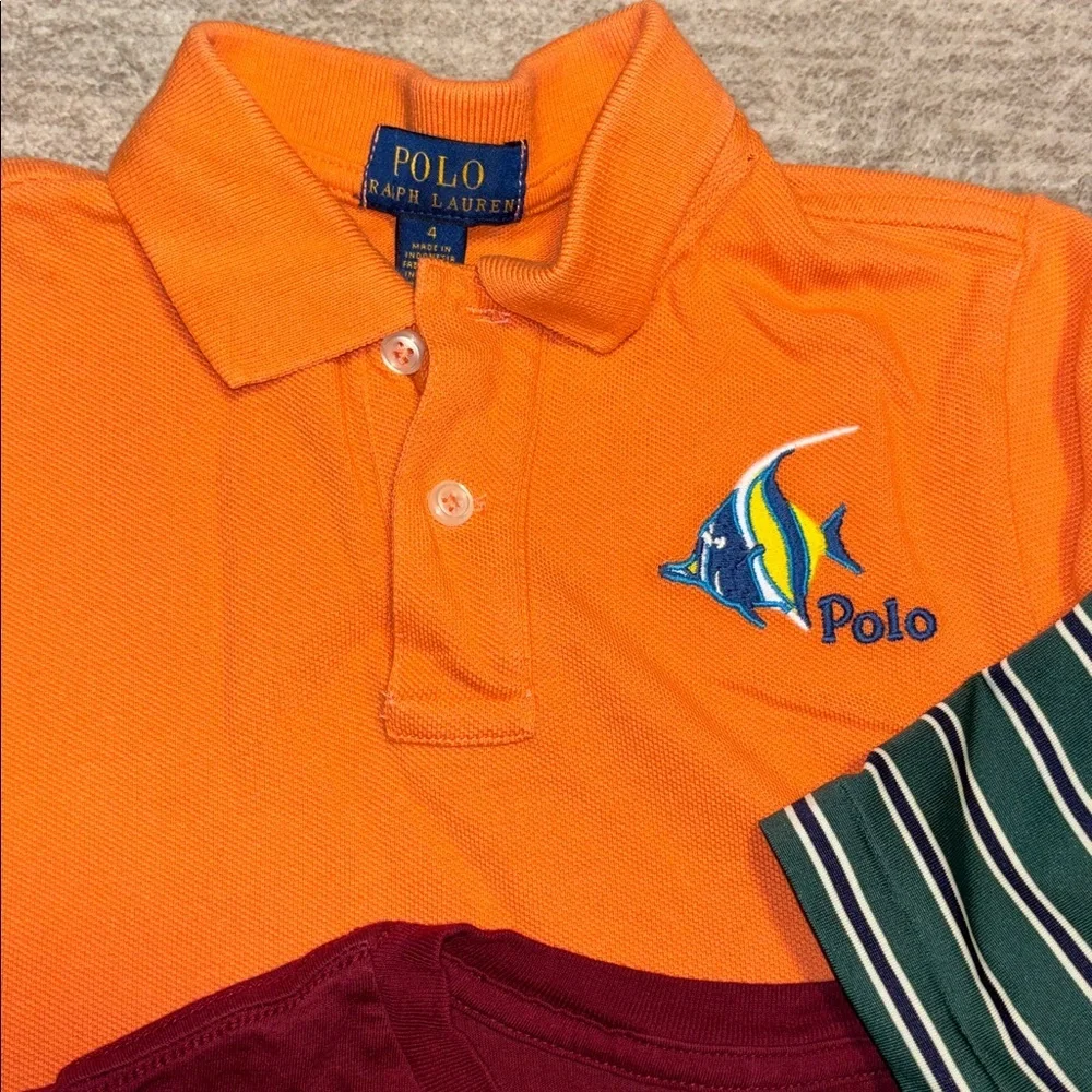 Polo Ralph Lauren Boys 4/5 Lot of 3 shirts Green Orange Fish Tommy Hilfiger